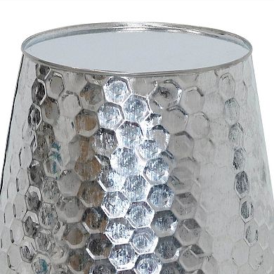 Sunnydaze Galvanized Steel Planters with Hexagon Pattern - White - Set of 4
