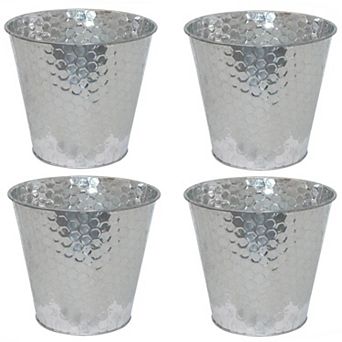 Sunnydaze Galvanized Steel Planters with Hexagon Pattern - Set of 4