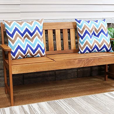 Sunnydaze Outdoor Square Tufted Back Cushion - 19 in - Beach-Bound Stripe