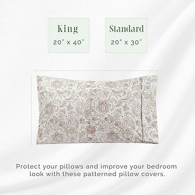 Elegant Comfort Luxury Soft Set Of 2 Printed Paisley Pattern Pillowcases