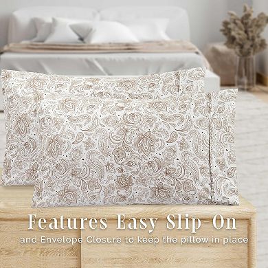 Elegant Comfort Luxury Soft Set Of 2 Printed Paisley Pattern Pillowcases