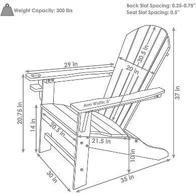 Sunnydaze HDPE Adirondack Chair with Drink Holder - Blue/White - Set of 2