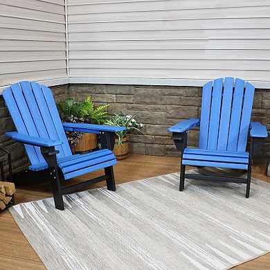 Sunnydaze HDPE Adirondack Chair with Drink Holder - Blue/White - Set of 2