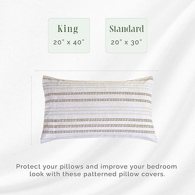Elegant Comfort Luxury Soft Set Of 2 Traci Stripe Pattern Pillowcases