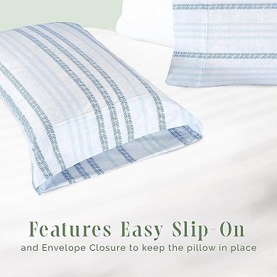 Elegant Comfort Luxury Soft Set Of 2 Traci Stripe Pattern Pillowcases