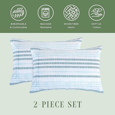 Elegant Comfort Luxury Soft Set Of 2 Traci Stripe Pattern Pillowcases