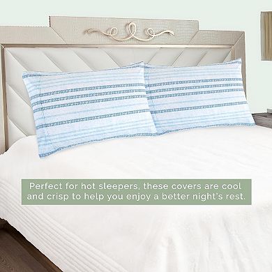 Elegant Comfort Luxury Soft Set Of 2 Traci Stripe Pattern Pillowcases