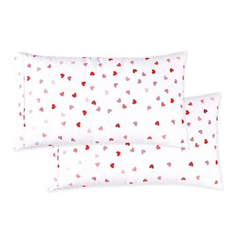 Elegant Comfort Luxury Soft Set Of 2 Valentina Heart Printed Pattern Pillowcases