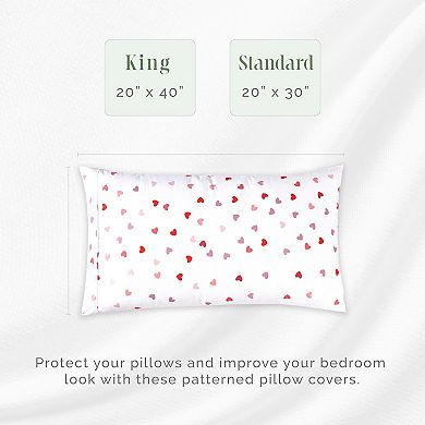Elegant Comfort Luxury Soft Set Of 2 Valentina Heart Printed Pattern Pillowcases