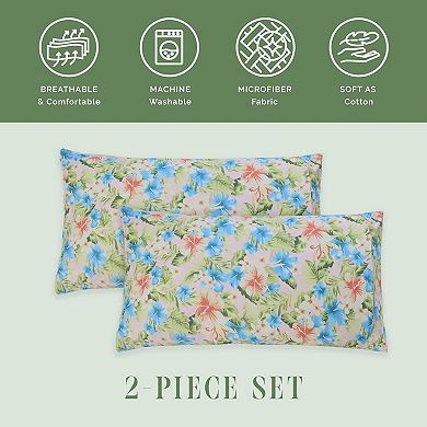Elegant Comfort Luxury Soft Set Of 2 Floral Pattern Pillowcases