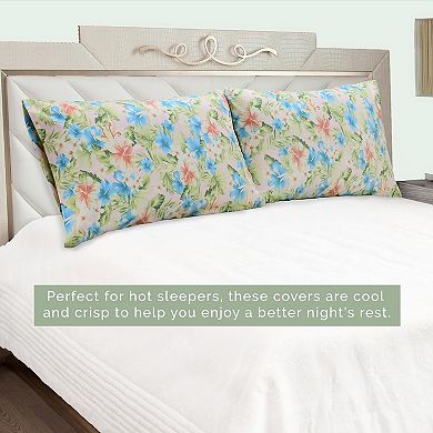 Elegant Comfort Luxury Soft Set Of 2 Floral Pattern Pillowcases