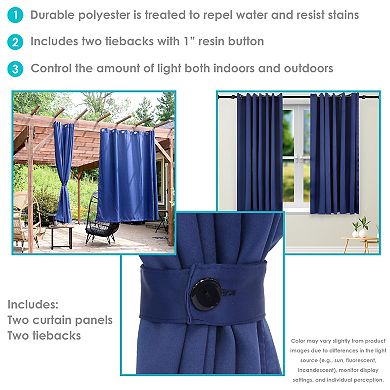 Sunnydaze Outdoor Blackout Curtain Panel - Set of 2