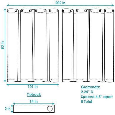 Sunnydaze Outdoor Blackout Curtain Panel - Set of 2