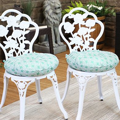 Sunnydaze Outdoor Round Bistro Seat Cushion - Green Diamond - Set of 2