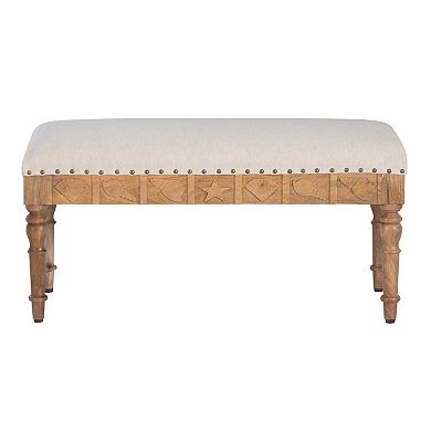 Linon Shelly Upholstered Wood Seashell Bench