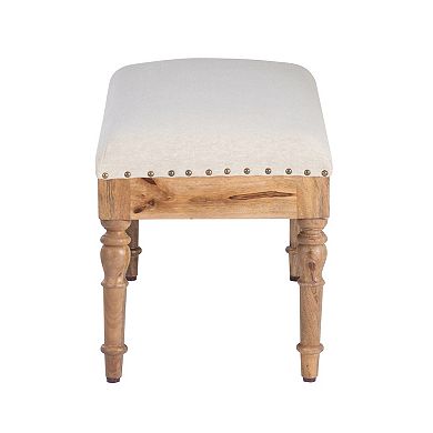 Linon Shelly Upholstered Wood Seashell Bench