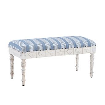 Linon Shelly Upholstered Wood Seashell Bench