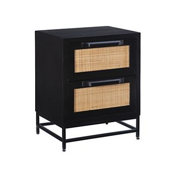 Linon Janie Rattan Two-Drawer Cabinet