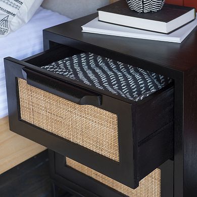 Linon Janie Rattan Two-Drawer Cabinet