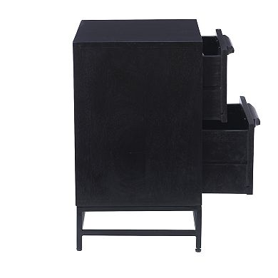Linon Janie Rattan Two-Drawer Cabinet