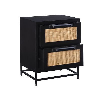 Linon Janie Rattan Two-Drawer Cabinet