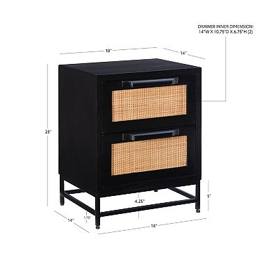 Linon Janie Rattan Two-Drawer Cabinet