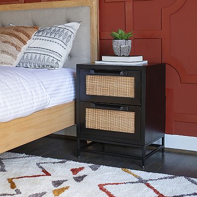 Linon Janie Rattan Two-Drawer Cabinet