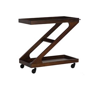 Linon Marlon Wood Rolling Bar Cart