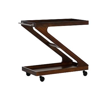 Linon Marlon Wood Rolling Bar Cart