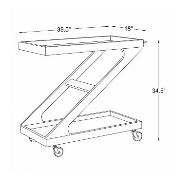 Linon Marlon Wood Rolling Bar Cart