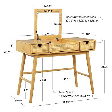 Linon Cecilia Cane Front Vanity