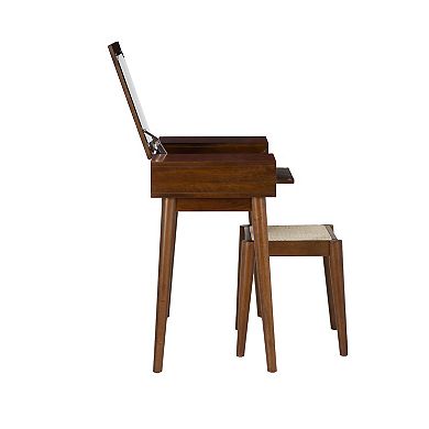 Linon Camila Cane 2-pc. Vanity and Stool Set