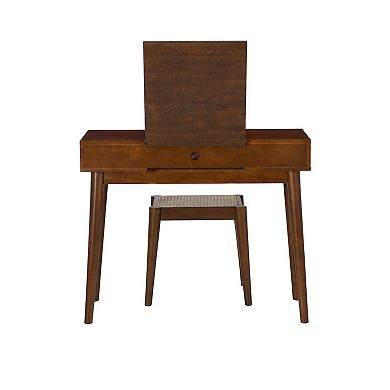 Linon Camila Cane 2-pc. Vanity and Stool Set