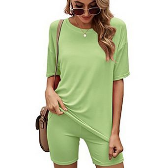 Women's Lightweight Matching Biker Short And T-shirt Set