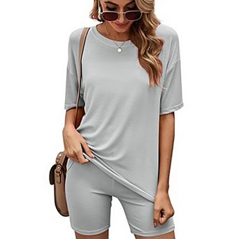 Women's Lightweight Matching Biker Short And T-shirt Set