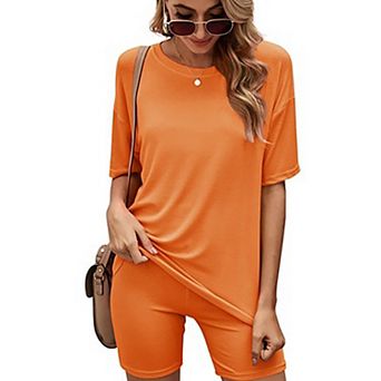 Women's Lightweight Matching Biker Short And T-shirt Set