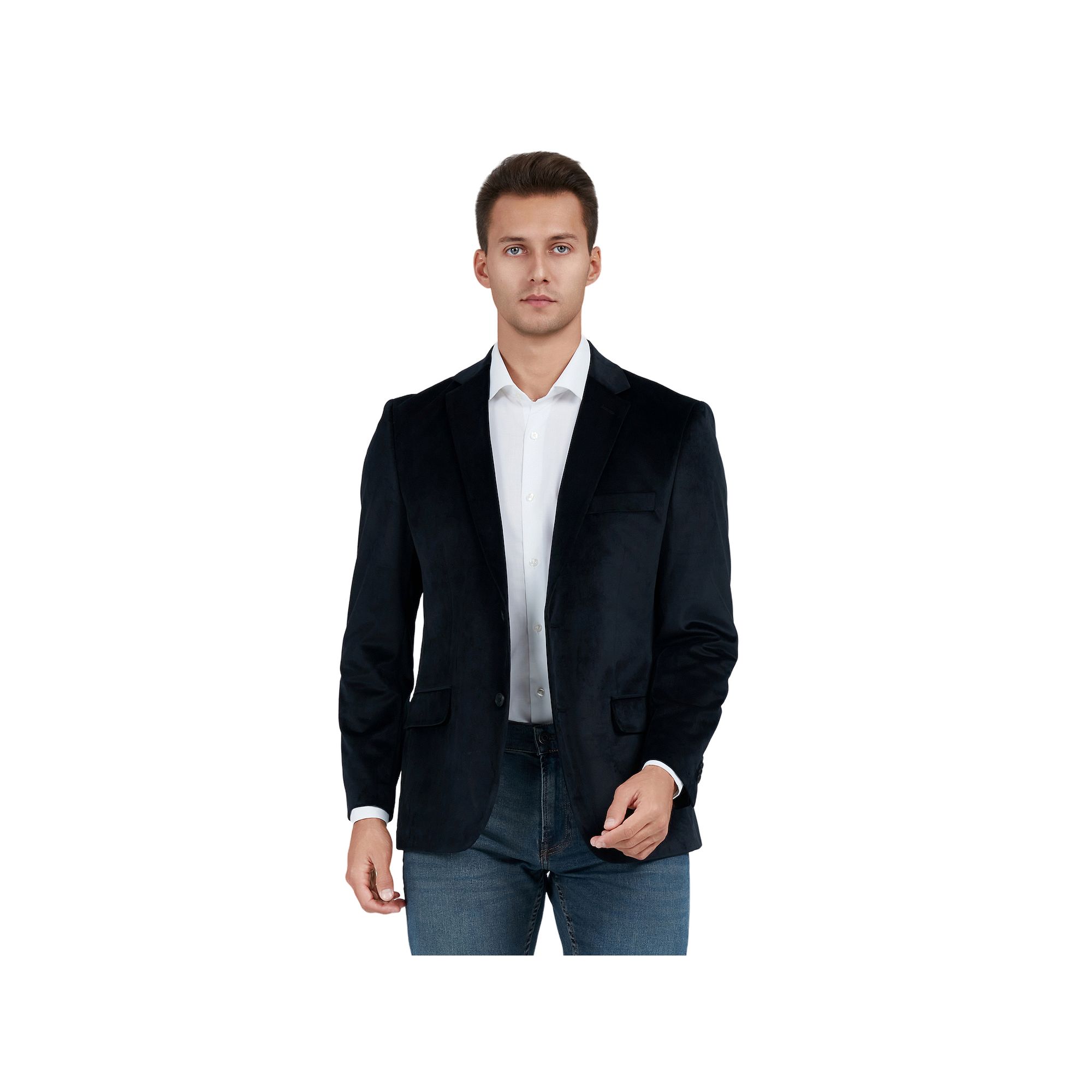 Mens Bespoke Slim Fit Velvet Sport Coat, Size: Small, Black Velvet