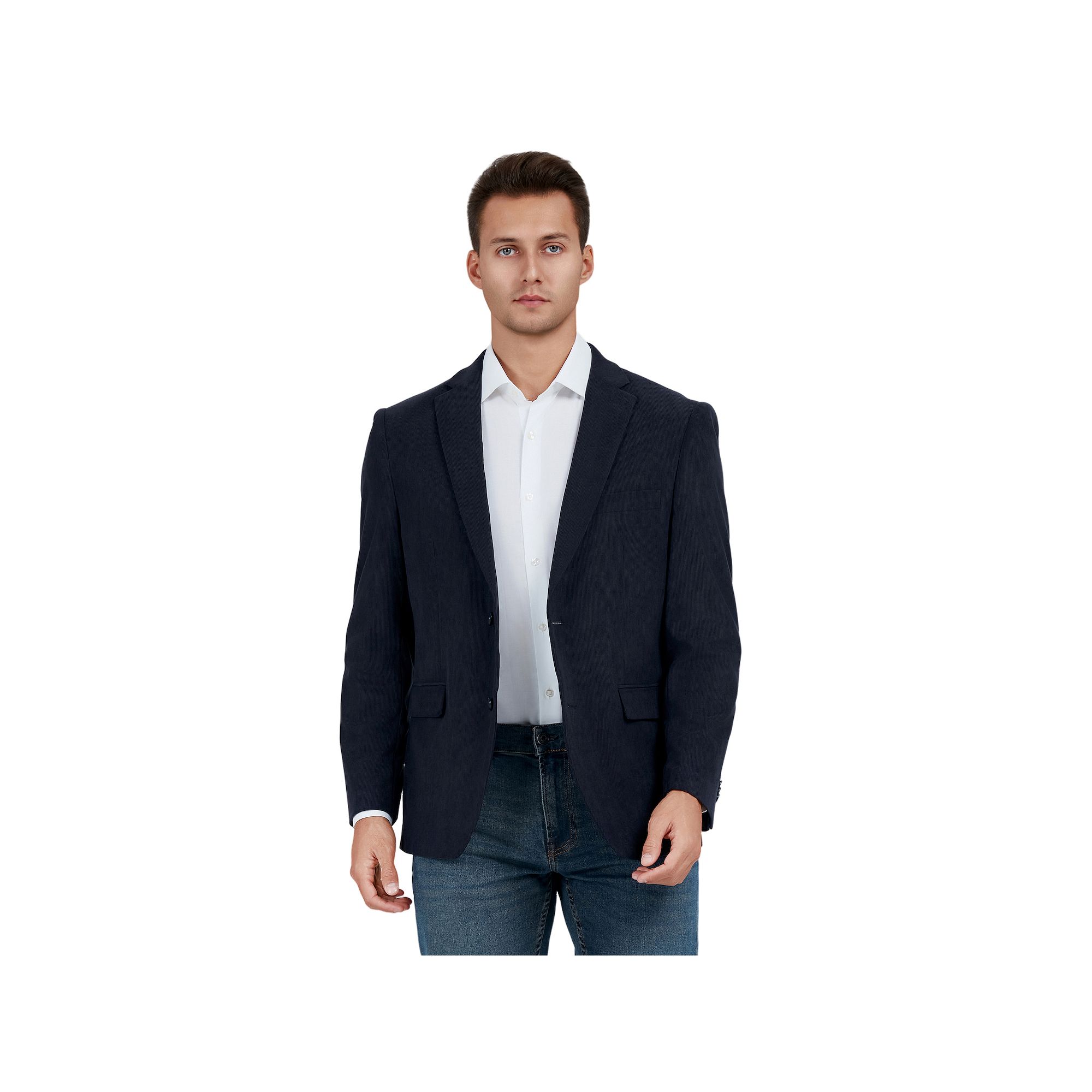Mens Bespoke Slim-Fit Corduroy Sport Coat, Size: Small, Blue Corduroy