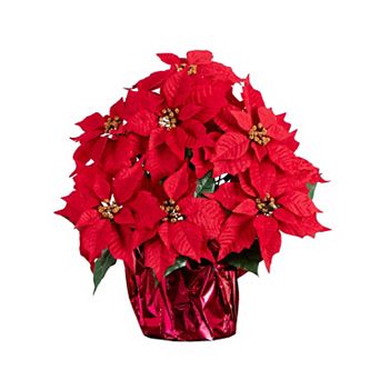 nearly natural 19 in Artificial Lush Poinsettia Arrangement