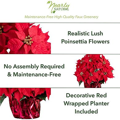 nearly natural 19-in. Artificial Lush Poinsettia Arrangement