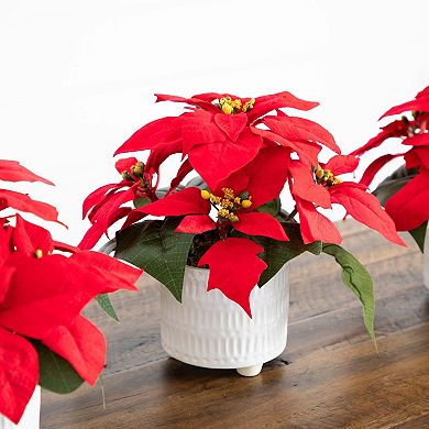 nearly natural 9-in. Artificial Poinsettia Arrangements 3-piece Set