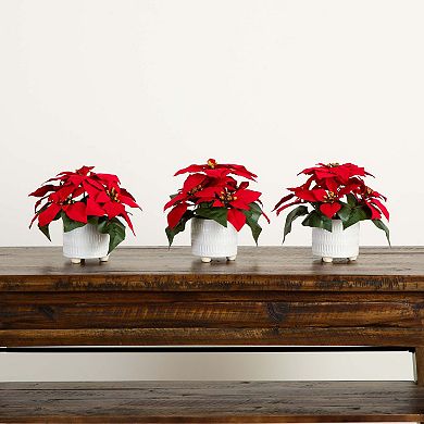 nearly natural 9-in. Artificial Poinsettia Arrangements 3-piece Set