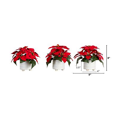 nearly natural 9-in. Artificial Poinsettia Arrangements 3-piece Set
