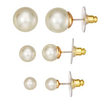 You're Invited Gold Tone Stud Earring Trio Set