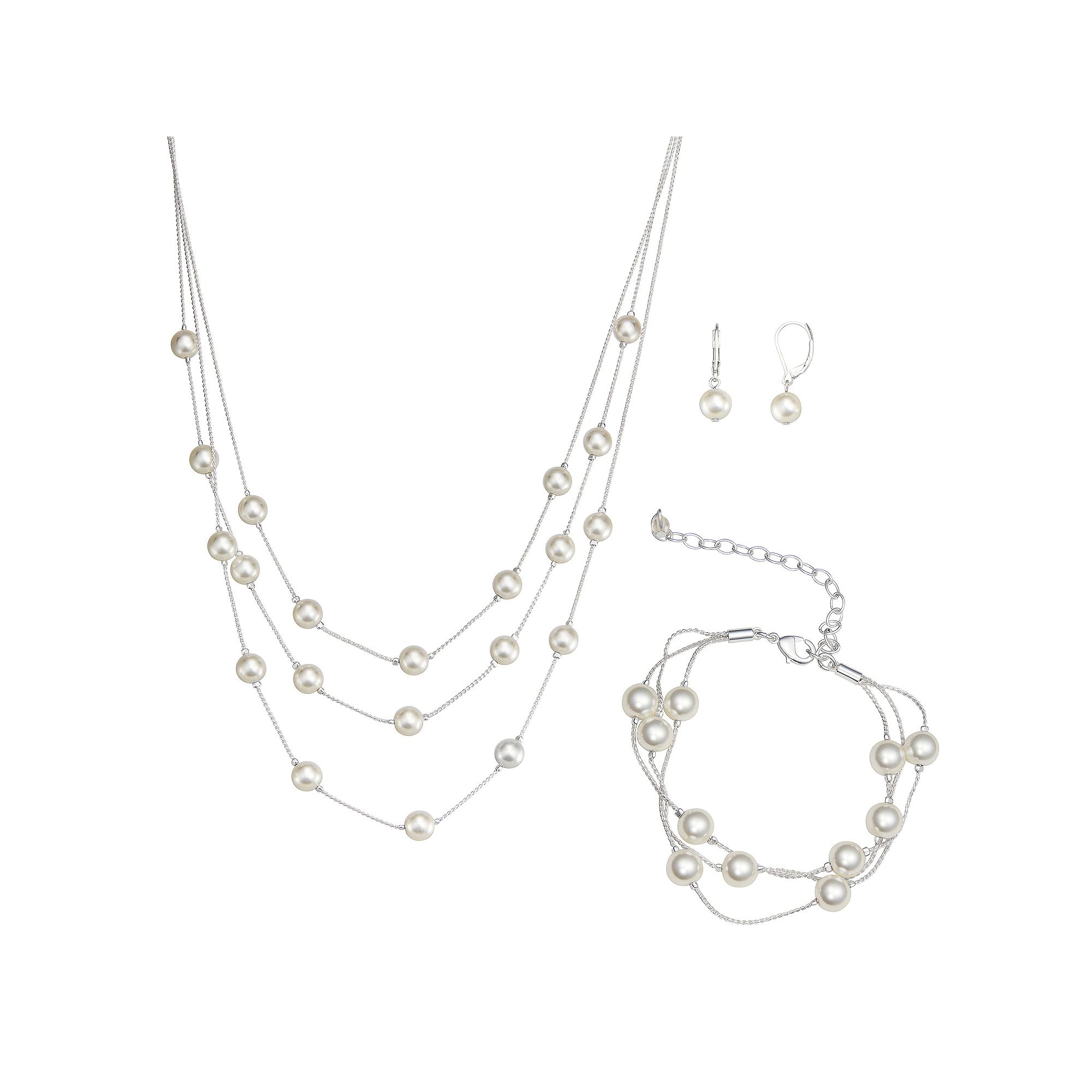 Youre Invited Silver Tone Simulated Pearl Multi-Strand Necklace, Multi-Str