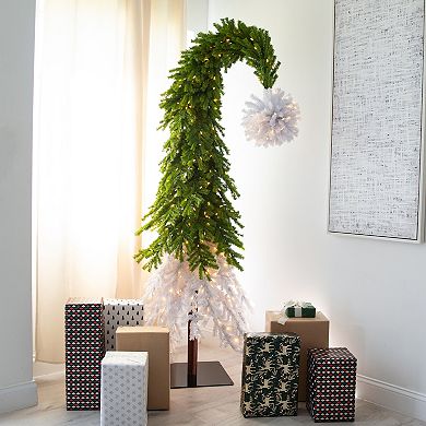 nearly natural 7-ft. Holiday Green & White Santa’s Hat Christmas Tree