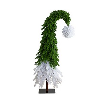 nearly natural 9-ft. Holiday Green & White Santa’s Hat Christmas Tree