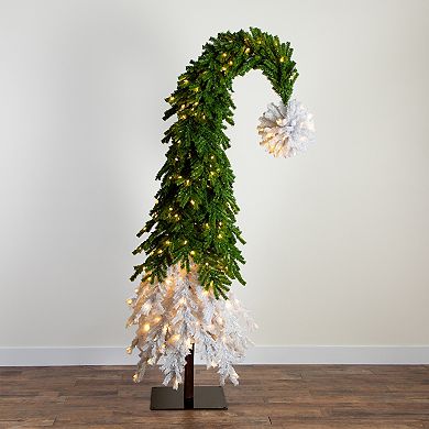 nearly natural 9-ft. Holiday Green & White Santa’s Hat Christmas Tree