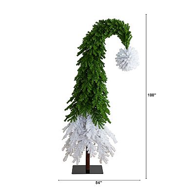 nearly natural 9-ft. Holiday Green & White Santa’s Hat Christmas Tree