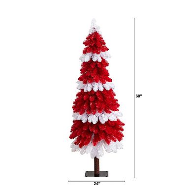nearly natural 5-ft. Pre-Lit Artificial Peppermint Christmas Tree